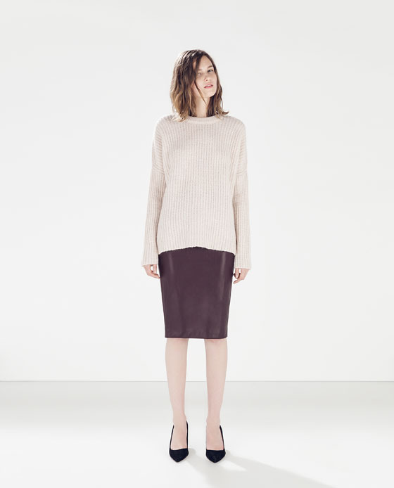 Zara Faux Leather Skirt in Aubergine